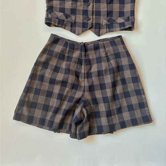 My Michelle Blue and Brown Plaid Skirt Set - Picture 5 of 8